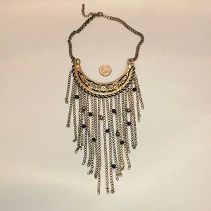 Boho bead and chain bib necklace